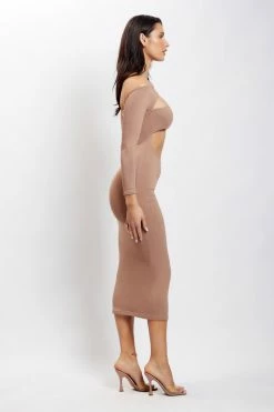 WXI DRESSES Breanna Cut Out Midi Dress - Light Brown 13 WXI DRESSES Breanna Cut Out Midi Dress - Light Brown