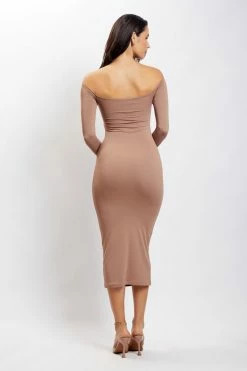 WXI DRESSES Breanna Cut Out Midi Dress - Light Brown 14 WXI DRESSES Breanna Cut Out Midi Dress - Light Brown