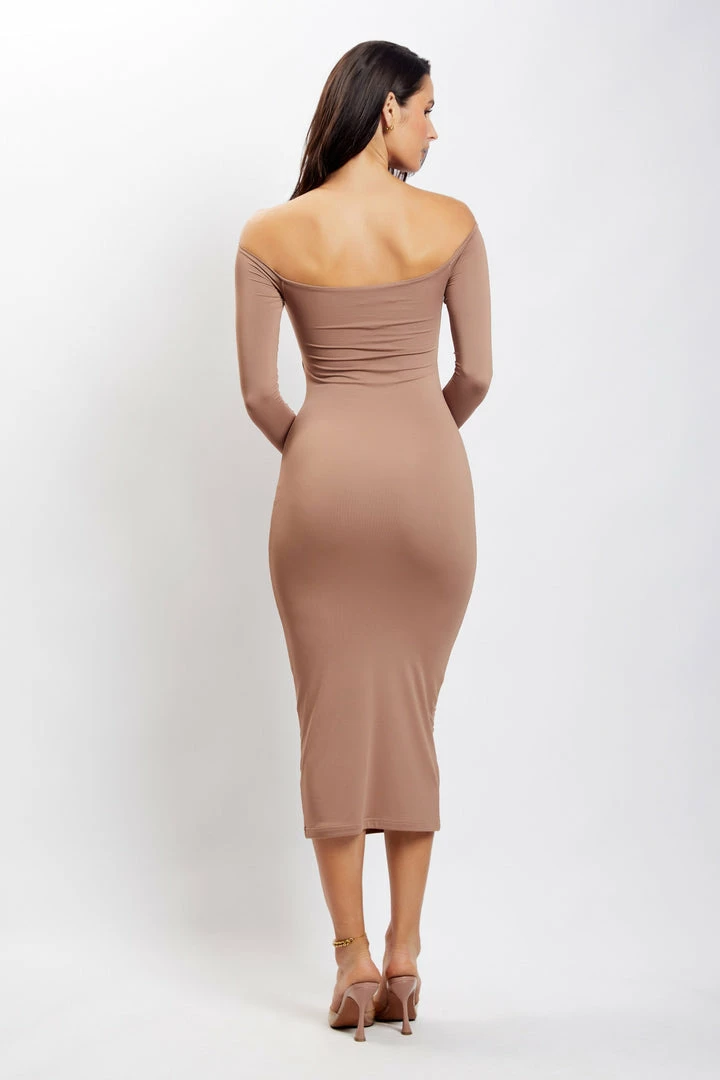 WXI DRESSES Breanna Cut Out Midi Dress - Light Brown 5 WXI DRESSES Breanna Cut Out Midi Dress - Light Brown