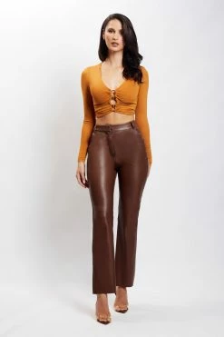 ROM Skylar Long Sleeve O-Ring Crop Top - Burnt Orange Two Piece Sets