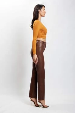 ROM Skylar Long Sleeve O-Ring Crop Top - Burnt Orange Two Piece Sets