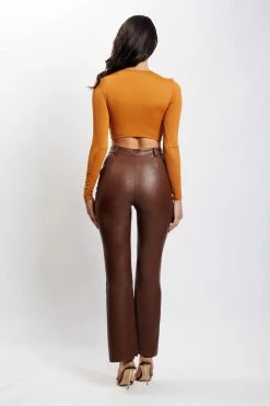 ROM Skylar Long Sleeve O-Ring Crop Top - Burnt Orange Two Piece Sets
