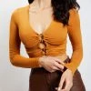 ROM Skylar Long Sleeve O-Ring Crop Top - Burnt Orange Two Piece Sets