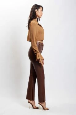 QNG Issy Cropped Shirt - Tan 14 QNG Issy Cropped Shirt - Tan