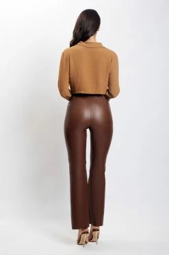 QNG Issy Cropped Shirt - Tan 16 QNG Issy Cropped Shirt - Tan