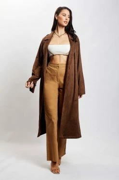 WNG Camilla Suede Trench Coat - Chocolate Coats & Jackets 17 WNG Camilla Suede Trench Coat - Chocolate Coats & Jackets