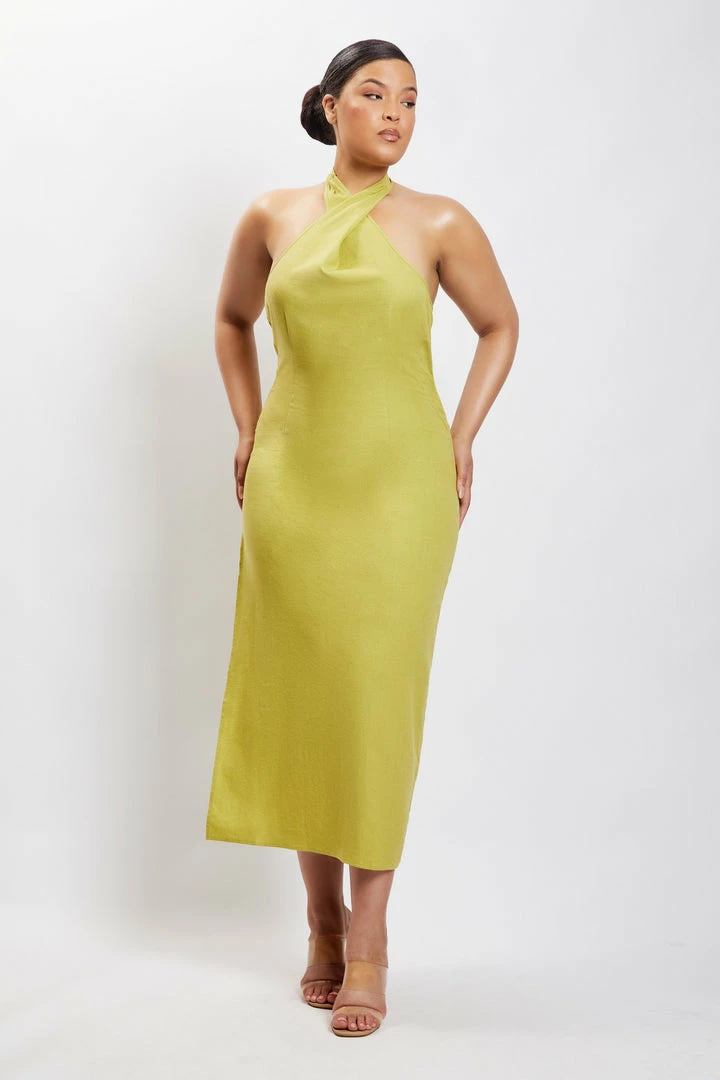 HSH DRESSES Ellie Linen Halter Midi Dress - Apple 8 HSH DRESSES Ellie Linen Halter Midi Dress - Apple