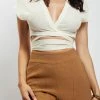 HSH Rosa Crinkle Satin Crop Top - Ivory All Tops