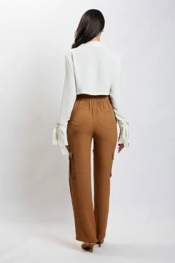 QNG Issy Cropped Shirt - Ivory All Tops 8 QNG Issy Cropped Shirt - Ivory All Tops