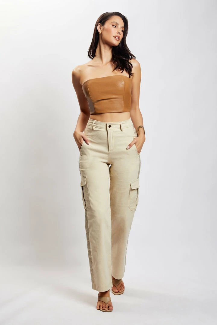 QNG Evangeline Pocket Detail Cargo Pants - Sand All Bottoms 3 QNG Evangeline Pocket Detail Cargo Pants - Sand All Bottoms