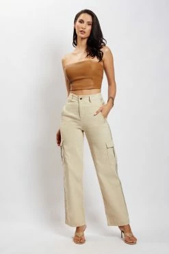 QNG Evangeline Pocket Detail Cargo Pants - Sand All Bottoms