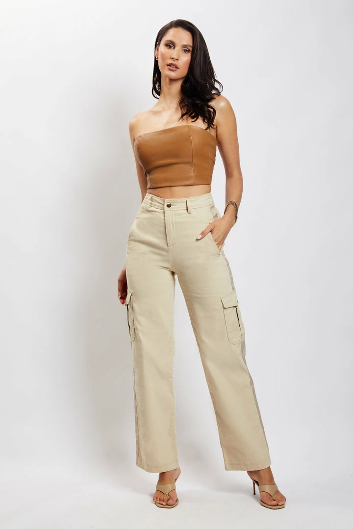 QNG Evangeline Pocket Detail Cargo Pants - Sand All Bottoms 1 QNG Evangeline Pocket Detail Cargo Pants - Sand All Bottoms