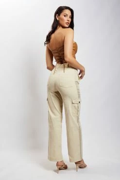 QNG Evangeline Pocket Detail Cargo Pants - Sand All Bottoms