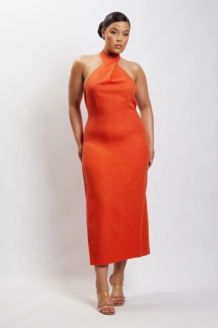 HSH Ellie Linen Halter Midi Dress - Terracotta 9 HSH Ellie Linen Halter Midi Dress - Terracotta