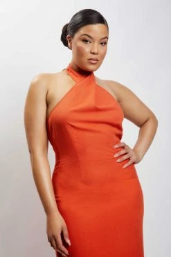 HSH Ellie Linen Halter Midi Dress - Terracotta 24 HSH Ellie Linen Halter Midi Dress - Terracotta