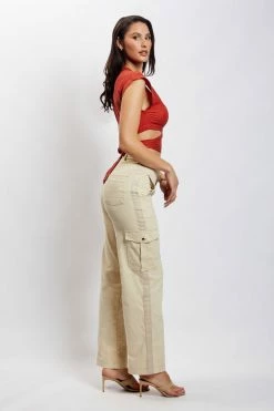 HSH Rosa Crinkle Satin Crop Top - Burnt Orange All Tops