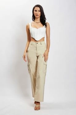 QNG Evangeline Pocket Detail Cargo Pants - Sand All Bottoms 13 QNG Evangeline Pocket Detail Cargo Pants - Sand All Bottoms