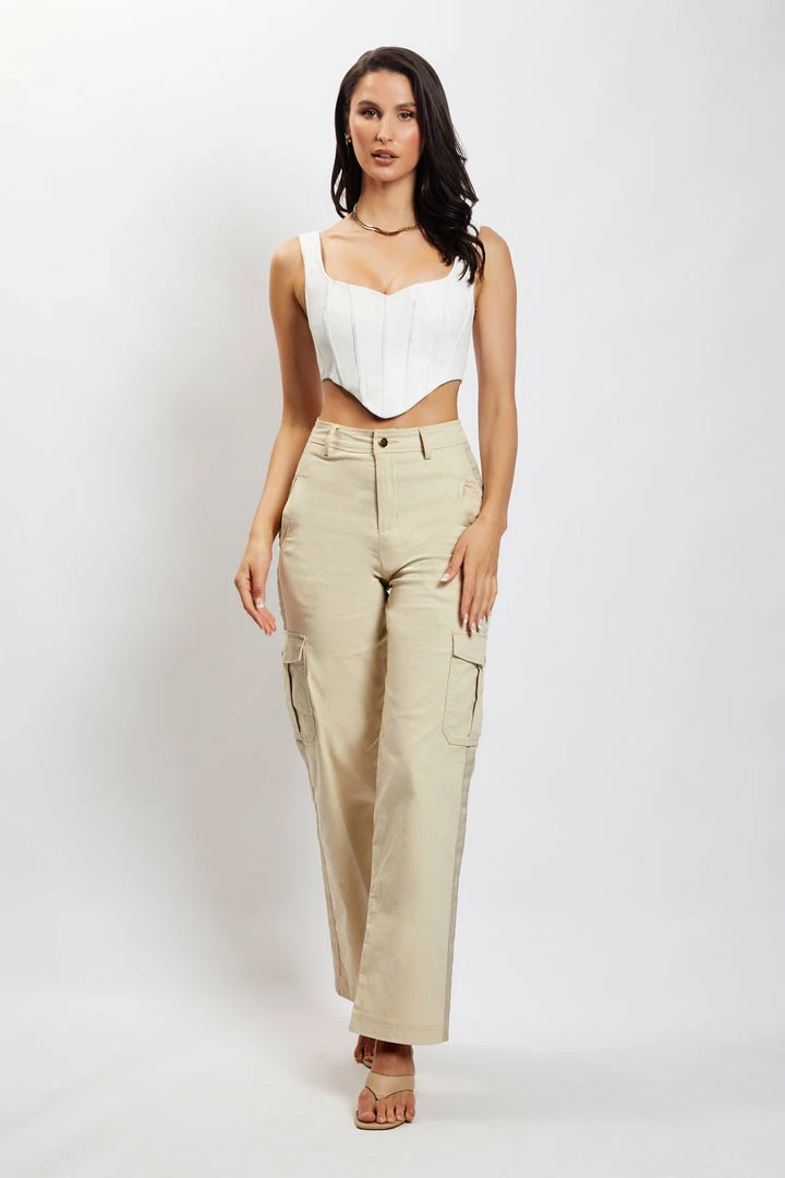 QNG Evangeline Pocket Detail Cargo Pants - Sand All Bottoms 6 QNG Evangeline Pocket Detail Cargo Pants - Sand All Bottoms