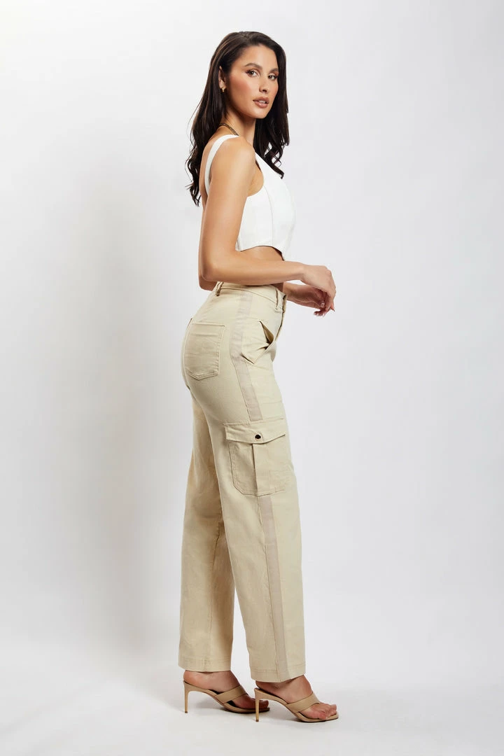 QNG Evangeline Pocket Detail Cargo Pants - Sand All Bottoms 8 QNG Evangeline Pocket Detail Cargo Pants - Sand All Bottoms