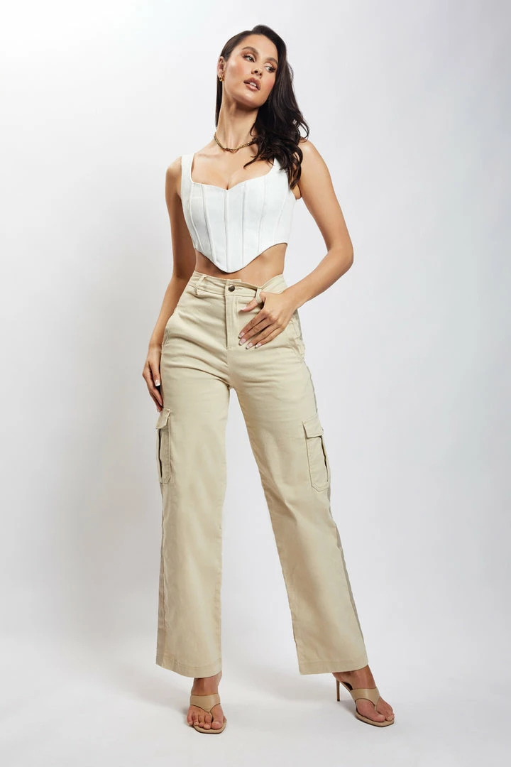 QNG Evangeline Pocket Detail Cargo Pants - Sand All Bottoms 7 QNG Evangeline Pocket Detail Cargo Pants - Sand All Bottoms