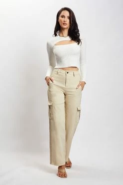EMS All Tops Nala Knitted Rib Shrug Crop Top - Ivory