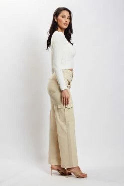 EMS All Tops Nala Knitted Rib Shrug Crop Top - Ivory