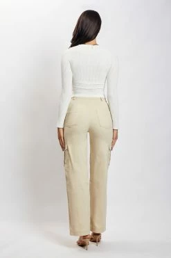 EMS All Tops Nala Knitted Rib Shrug Crop Top - Ivory