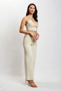 QNG All Bottoms Sonia Contrast Wideleg Cargo Pants - Sand 14 QNG All Bottoms Sonia Contrast Wideleg Cargo Pants - Sand