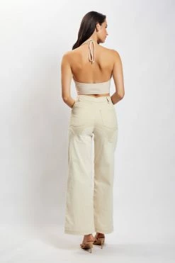 QNG All Bottoms Sonia Contrast Wideleg Cargo Pants - Sand 13 QNG All Bottoms Sonia Contrast Wideleg Cargo Pants - Sand