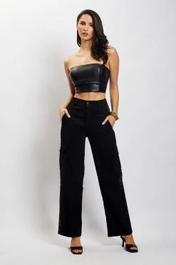 LCH All Tops Pamela Lace Up Back Top - Black