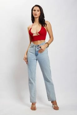 ROM Renee Wrap Over Ruched Top - Chilli Pepper