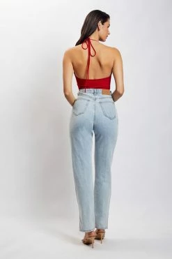 ROM Renee Wrap Over Ruched Top - Chilli Pepper