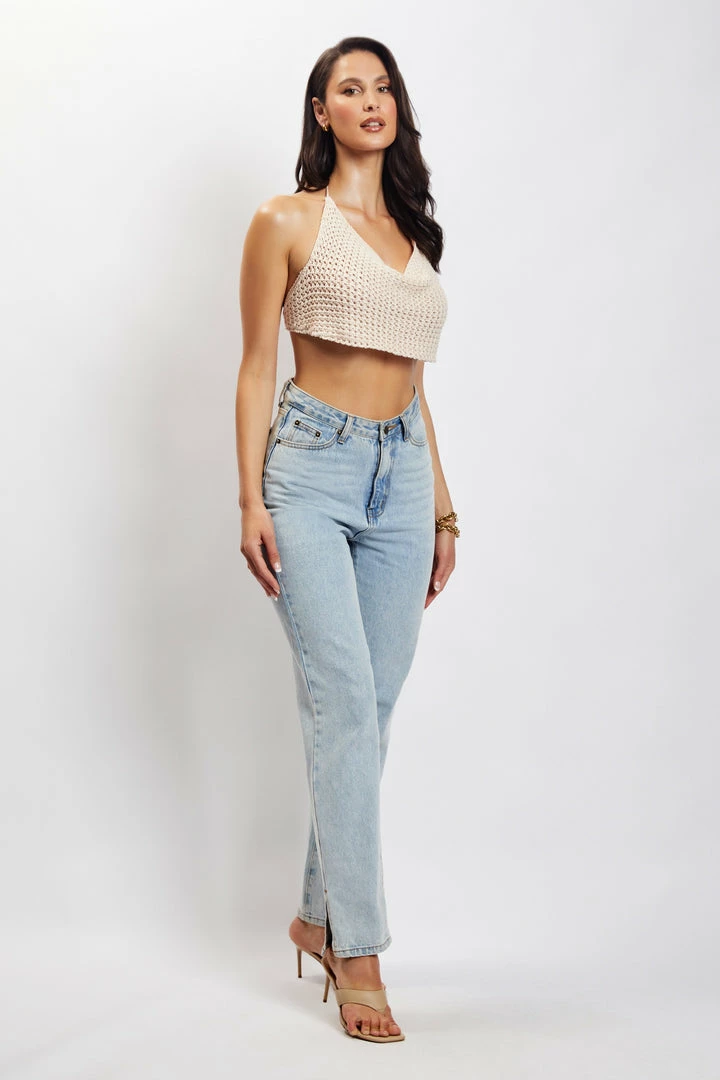 SKY All Tops Alicia Cowl Neck Crochet Crop Top - Cream 5 SKY All Tops Alicia Cowl Neck Crochet Crop Top - Cream