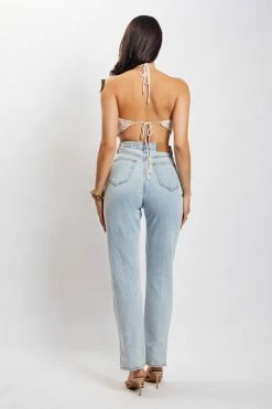 SKY All Tops Alicia Cowl Neck Crochet Crop Top - Cream