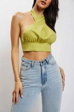 HSH Piper Halter Neck Linen Crop Top - Apple All Tops 20 HSH Piper Halter Neck Linen Crop Top - Apple All Tops