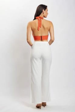 QNG Lexi Linen Cut Out Side Pants - White All Bottoms 19 QNG Lexi Linen Cut Out Side Pants - White All Bottoms