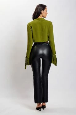 QNG All Tops Issy Cropped Shirt - Green 10 QNG All Tops Issy Cropped Shirt - Green