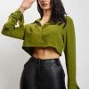 QNG All Tops Issy Cropped Shirt - Green
