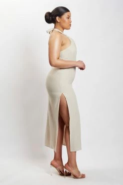 HSH Ellie Linen Halter Midi Dress - Natural 23 HSH Ellie Linen Halter Midi Dress - Natural