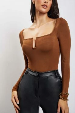 ROM Mya Long Sleeve Bodysuit - Chocolate