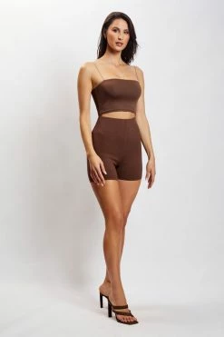 ROM Lisa Ribbed Booty Short - Chocolate