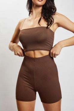 ROM Lisa Ribbed Booty Short - Chocolate