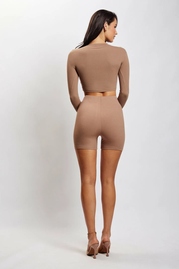 ROM Lisa Ribbed Booty Short - Latte All Bottoms 2 ROM Lisa Ribbed Booty Short - Latte All Bottoms