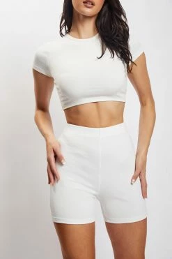 ROM Lisa Ribbed Booty Short - White