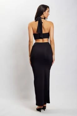WXI Lottie Back Split Midaxi Skirt - Black Two Piece Sets