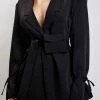 WNG DRESSES Rose Belted Blazer Dress With Bag - Black