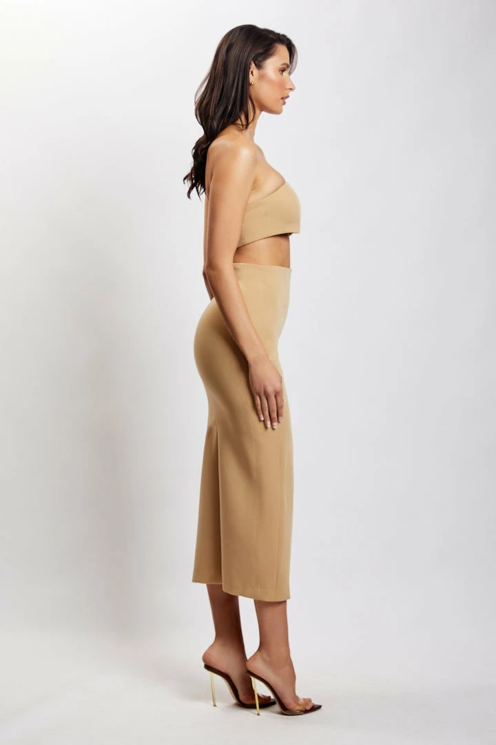 WNT DRESSES Diana Cut Out Midi Dress - Camel 9 WNT DRESSES Diana Cut Out Midi Dress - Camel