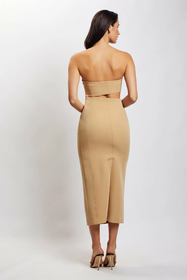 WNT DRESSES Diana Cut Out Midi Dress - Camel 11 WNT DRESSES Diana Cut Out Midi Dress - Camel
