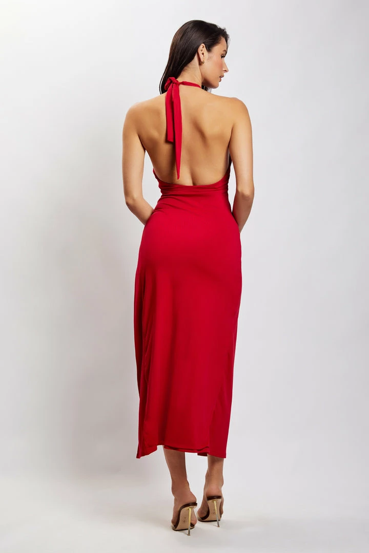WXI DRESSES Anika O Ring Halter Midi Dress - Chilli Pepper 2 WXI DRESSES Anika O Ring Halter Midi Dress - Chilli Pepper