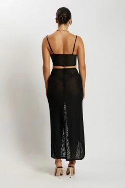 ROM Nicky Midi Twist Mesh Skirt - Black